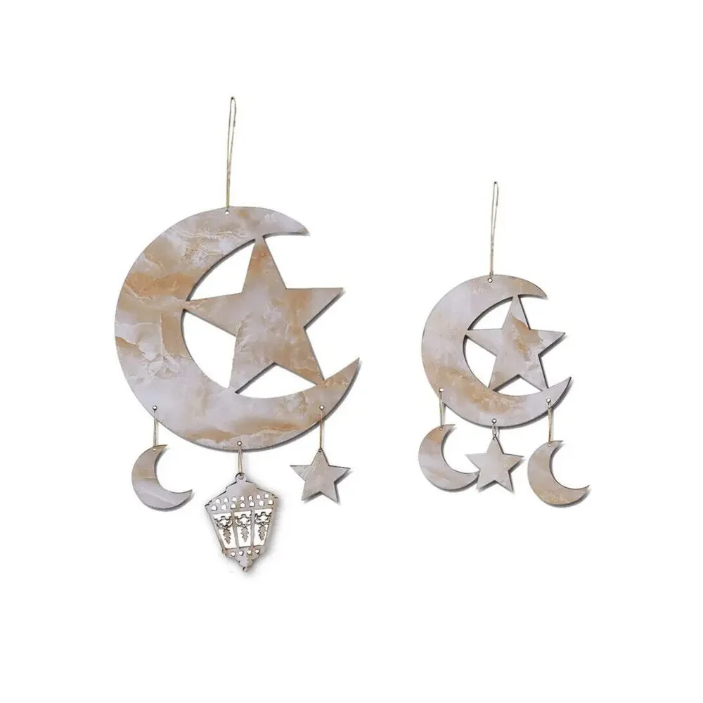 Eid Hanging‎ Decoration Ramadan Eid Mubarak Decorations Islam Moon Stars Wooden